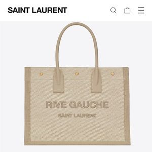 Saint Laurent Rive Gauche Small Tote Bag Beige Like New